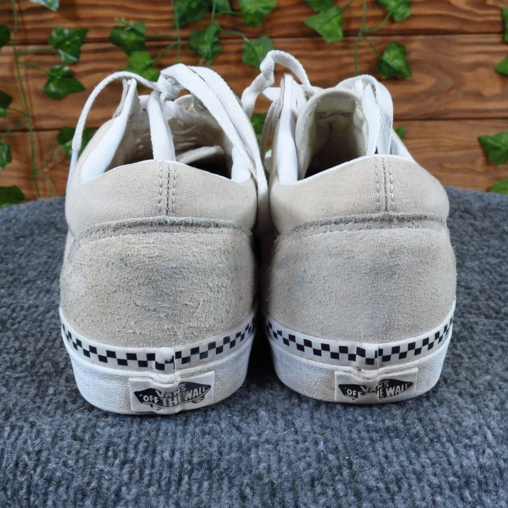 Vans Old Skool‎ Checkerboard Foxing Mens 9.5 Womens 11 Skate Shoes Cream Suede